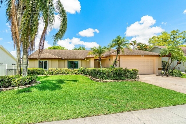145 Waterway Rd, Royal Palm Beach, FL 33411 - ranch-style house with an attached garage, stucco siding, and driveway