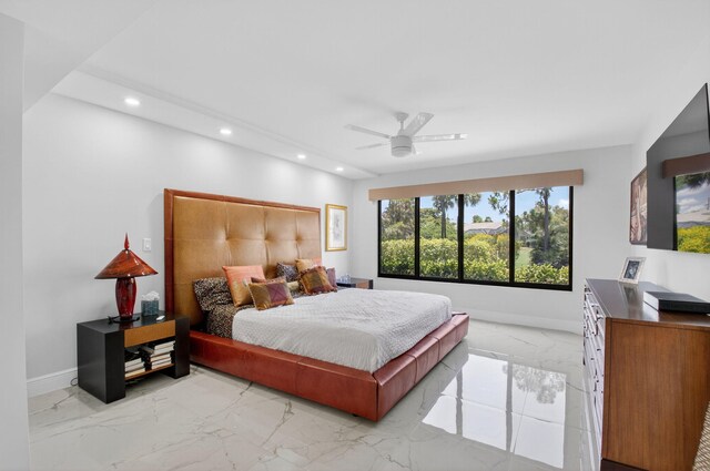 15822 Loch Maree Ln Unit 3203, Delray Beach, FL 33446 - bedroom with recessed lighting, light marble finish floors, and a ceiling fan