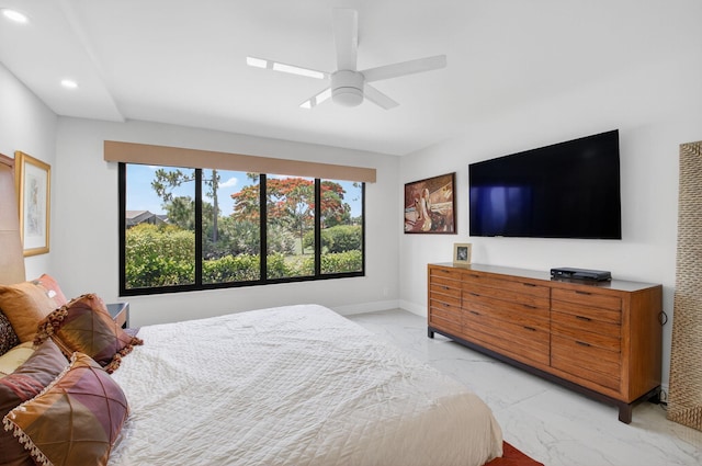 15822 Loch Maree Ln Unit 3203, Delray Beach, FL 33446 - bedroom with light marble finish floors, recessed lighting, and a ceiling fan