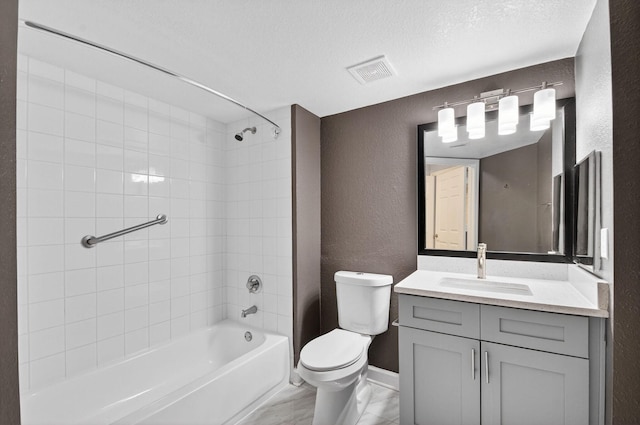 15155 Michelangelo Blvd Unit 103, Delray Beach, FL 33446 - full bath with a textured wall, vanity, bathtub / shower combination, and a textured ceiling