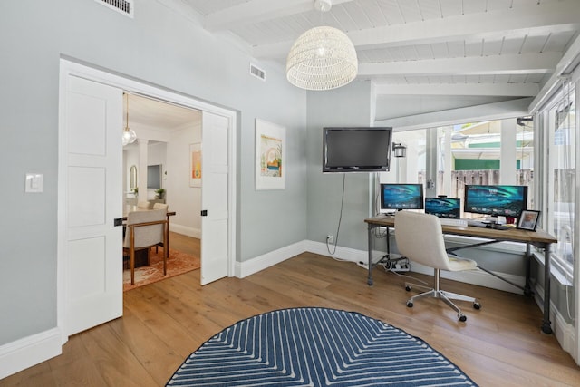 1116 SE 11th St, Fort Lauderdale, FL 33316 - home office featuring wood finished floors and wood ceiling