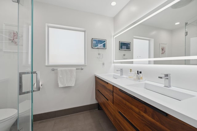 1116 SE 11th St, Fort Lauderdale, FL 33316 - full bath with double vanity, a stall shower, tile patterned floors, and healthy amount of natural light