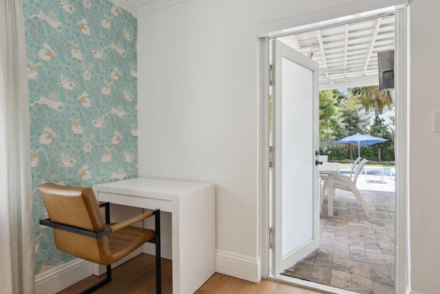1116 SE 11th St, Fort Lauderdale, FL 33316 - office featuring crown molding and wallpapered walls