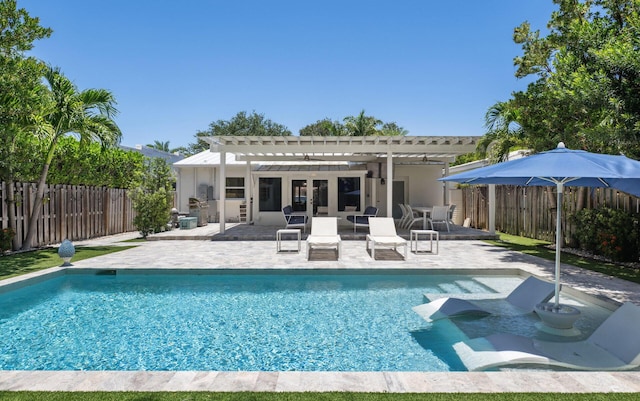 1116 SE 11th St, Fort Lauderdale, FL 33316 - view of swimming pool with a pergola, a patio, and a fenced backyard