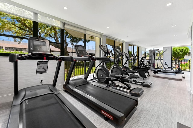 899 Jeffery St Unit 208, Boca Raton, FL 33487 - workout area featuring floor to ceiling windows