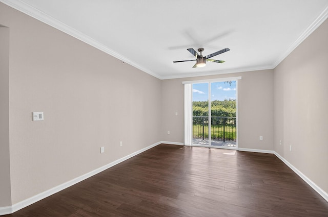 15045 Michelangelo Blvd Unit 104, Delray Beach, FL 33446 - unfurnished room featuring a ceiling fan, dark wood-type flooring, and crown molding