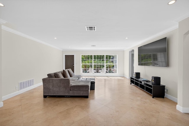 1921 W Terra Mar Dr, Lauderdale By The Sea, FL 33062 - living area featuring crown molding, recessed lighting, and light tile patterned floors