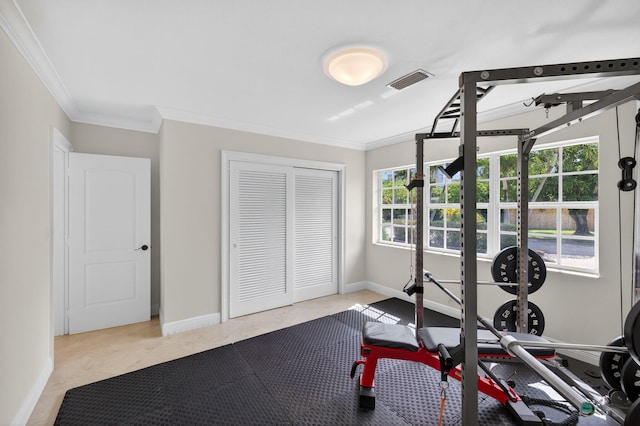 1921 W Terra Mar Dr, Lauderdale By The Sea, FL 33062 - exercise room with crown molding and baseboards