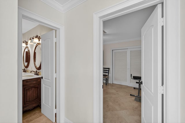 1921 W Terra Mar Dr, Lauderdale By The Sea, FL 33062 - bathroom featuring vanity and crown molding