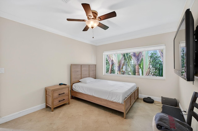 1921 W Terra Mar Dr, Lauderdale By The Sea, FL 33062 - bedroom featuring crown molding and ceiling fan