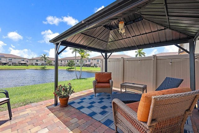 2366 Byron St, Palm Springs, FL 33406 - view of patio / terrace featuring a gazebo, a water view, and a residential view