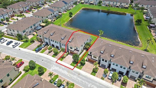 2366 Byron St, Palm Springs, FL 33406 - aerial perspective of suburban area featuring a large body of water and property parcel outlined
