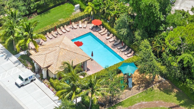 2366 Byron St, Palm Springs, FL 33406 - drone / aerial view of a pool area