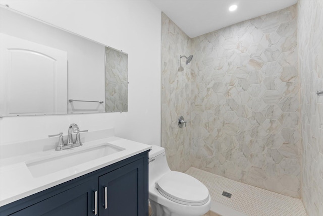1420 Lake Ave, Lake Worth Beach, FL 33460 - bathroom featuring vanity, a tile shower, and recessed lighting