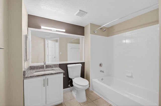 15035 Michelangelo Blvd Unit 105, Delray Beach, FL 33446 - bathroom featuring vanity, washtub / shower combination, tile patterned floors, and a textured ceiling