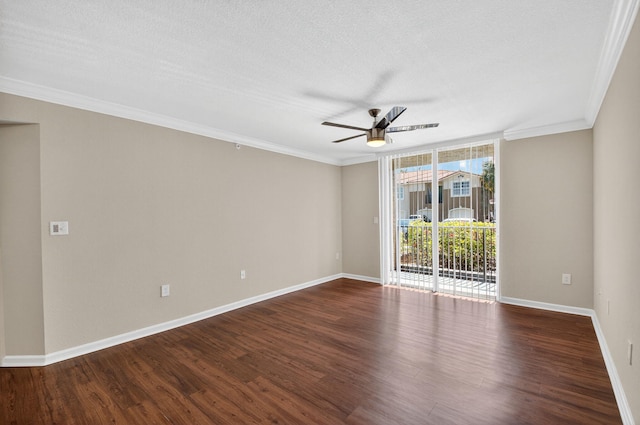 15035 Michelangelo Blvd Unit 105, Delray Beach, FL 33446 - empty room with ceiling fan, dark wood-type flooring, ornamental molding, and a textured ceiling