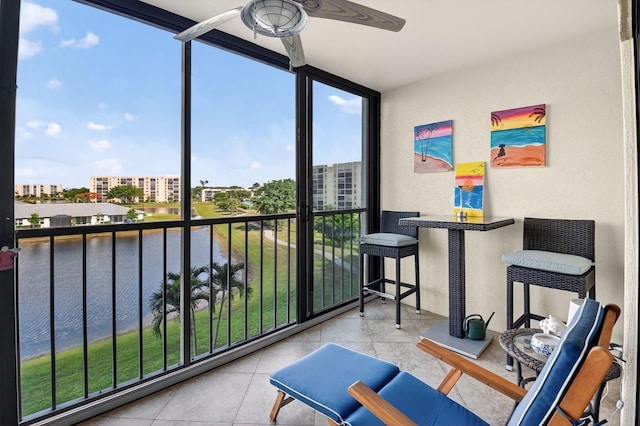 14425 Strathmore Ln Unit 404, Delray Beach, FL 33446 - balcony featuring a water view and a ceiling fan