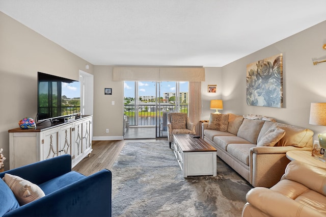 14425 Strathmore Ln Unit 404, Delray Beach, FL 33446 - living area featuring wood finished floors and baseboards