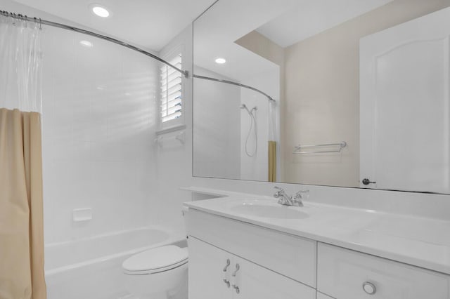 8732 Bally Bunion Rd, Port Saint Lucie, FL 34986 - full bathroom featuring vanity, shower / tub combo with curtain, and recessed lighting