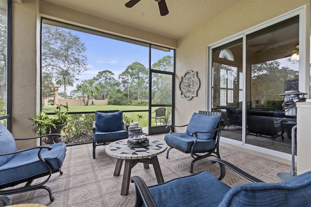 801 SW Classico Ct, Port Saint Lucie, FL 34986 - sunroom featuring a ceiling fan
