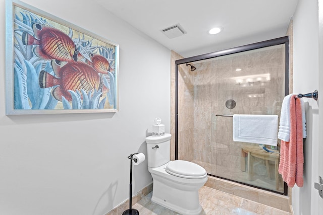 5280 N Ocean Dr Unit 3B, Singer Island, FL 33404 - bathroom featuring a shower stall and recessed lighting
