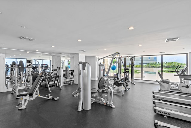 5280 N Ocean Dr Unit 3B, Singer Island, FL 33404 - workout area featuring healthy amount of natural light and recessed lighting
