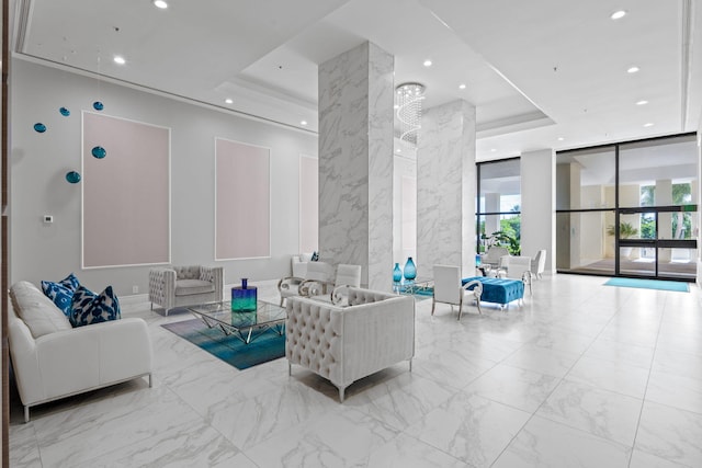 5280 N Ocean Dr Unit 3B, Singer Island, FL 33404 - building lobby featuring recessed lighting and expansive windows