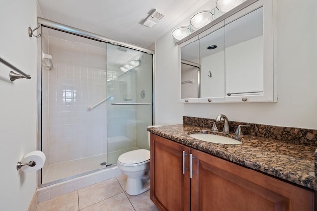 15378 Lakes Of Delray Blvd Unit 15, Delray Beach, FL 33484 - bathroom with vanity, a shower stall, and tile patterned flooring