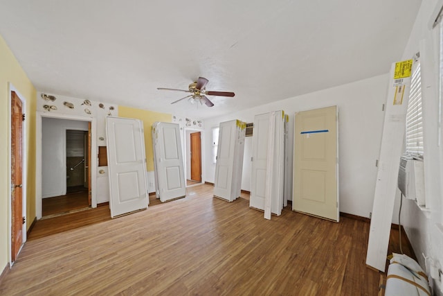 4621 N Ocean Blvd, Boynton Beach, FL 33435 - unfurnished bedroom with light wood-type flooring, ceiling fan, and cooling unit