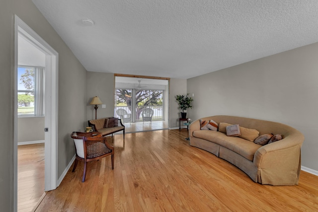 14623 Bonaire Blvd Unit 203, Delray Beach, FL 33446 - living area featuring light wood-style flooring, a textured ceiling, and healthy amount of natural light