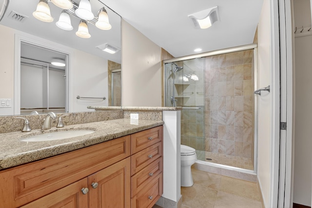 4000 N Ocean Dr Unit 204, Singer Island, FL 33404 - bathroom featuring vanity, a stall shower, tile patterned floors, and recessed lighting