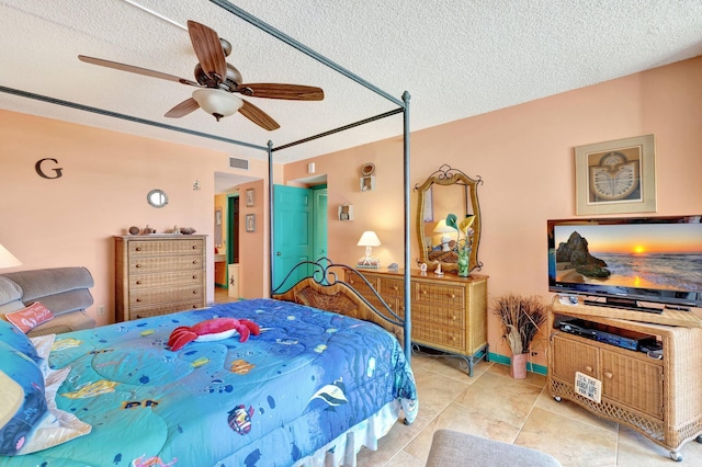 2400 S Ocean Dr Unit 4223, Fort Pierce, FL 34949 - tiled bedroom with a textured ceiling and ceiling fan