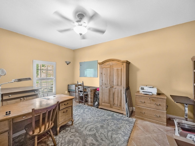 5301 Bald Cypress Trl, Fort Pierce, FL 34951 - office featuring a ceiling fan and light tile patterned floors