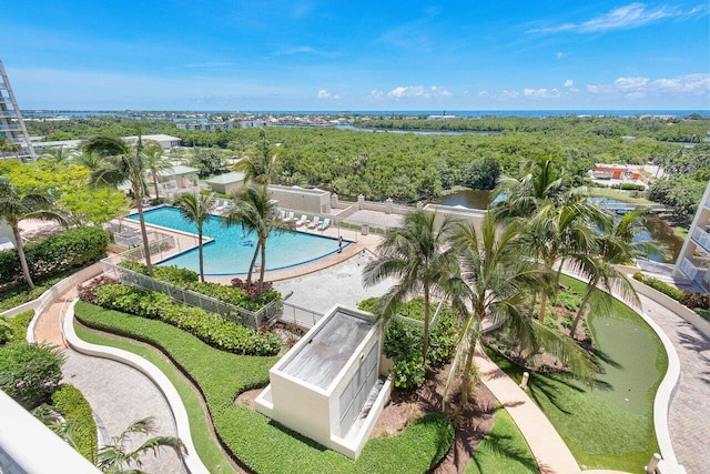 350 N Federal Hwy Unit 609, Boynton Beach, FL 33435 - bird's eye view of a pool and a nearby body of water