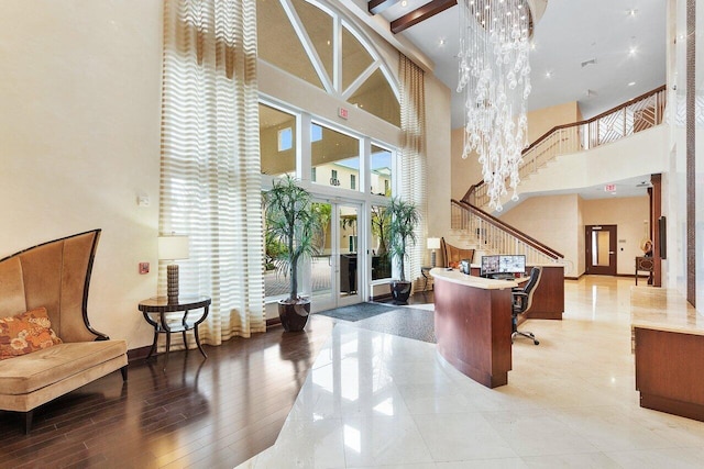 350 N Federal Hwy Unit 609, Boynton Beach, FL 33435 - common area with a towering ceiling and stairway