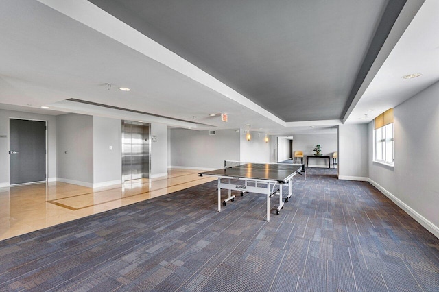350 N Federal Hwy Unit 609, Boynton Beach, FL 33435 - playroom with a raised ceiling, elevator, carpet, and recessed lighting