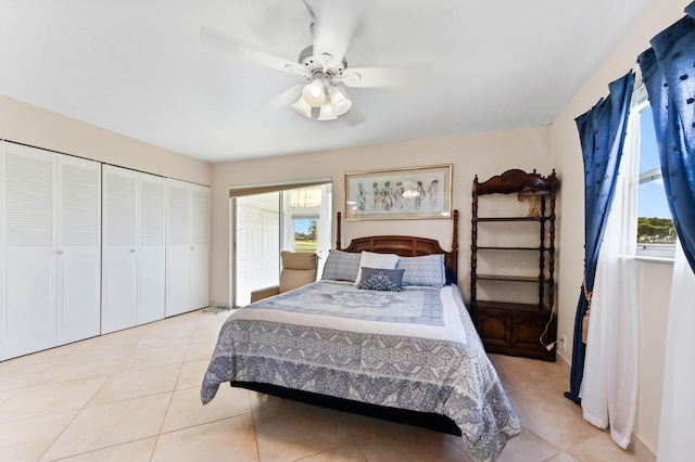 154 Tuscany C, Delray Beach, FL 33446 - bedroom with light tile patterned flooring, a ceiling fan, and a closet