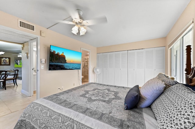 154 Tuscany C, Delray Beach, FL 33446 - tiled bedroom featuring ceiling fan and baseboards
