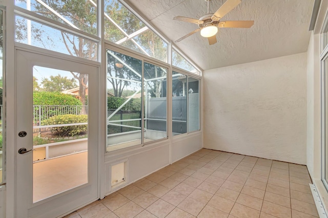7937 Sonora St, Boynton Beach, FL 33437 - unfurnished sunroom featuring vaulted ceiling and ceiling fan