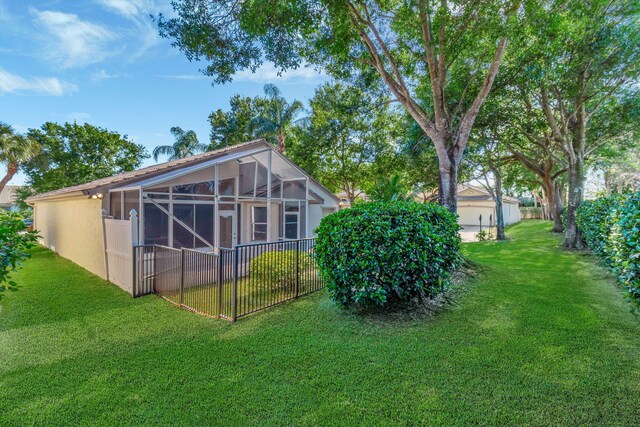 7937 Sonora St, Boynton Beach, FL 33437 - rear view of property featuring a lanai and stucco siding