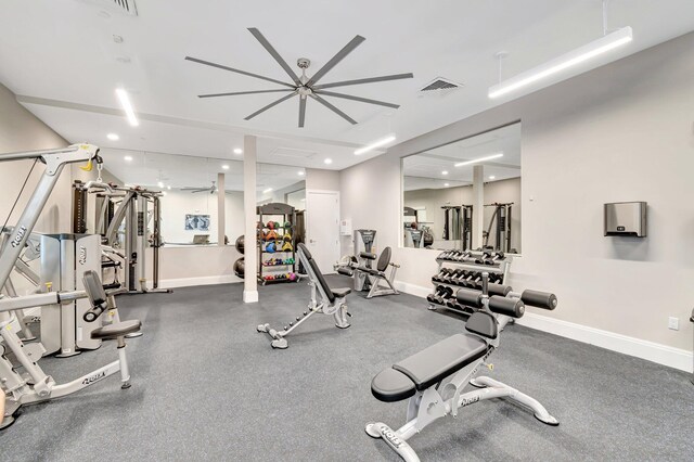 7937 Sonora St, Boynton Beach, FL 33437 - workout area with recessed lighting and a ceiling fan