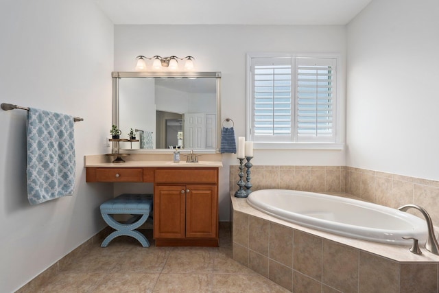 709 SW Sun Cir, Palm City, FL 34990 - bathroom featuring a bath, vanity, and tile patterned floors