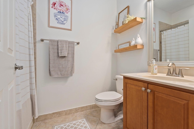 709 SW Sun Cir, Palm City, FL 34990 - bathroom with vanity, tile patterned flooring, and curtained shower