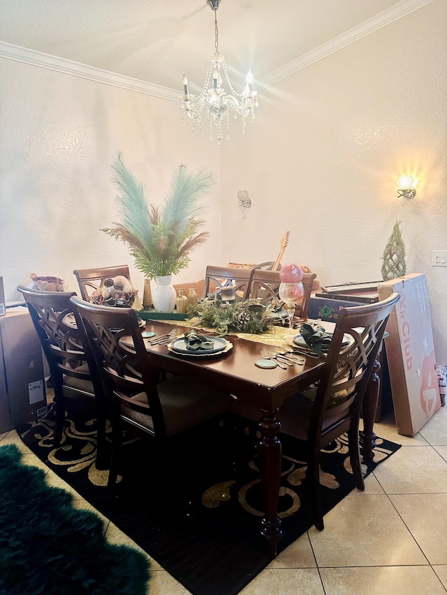 5200 Rising Comet Ln, Greenacres, FL 33463 - dining space featuring light tile patterned floors, ornamental molding, and a chandelier