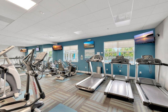 10856 Royal Caribbean Cir, Boynton Beach, FL 33437 - workout area with a drop ceiling and carpet floors