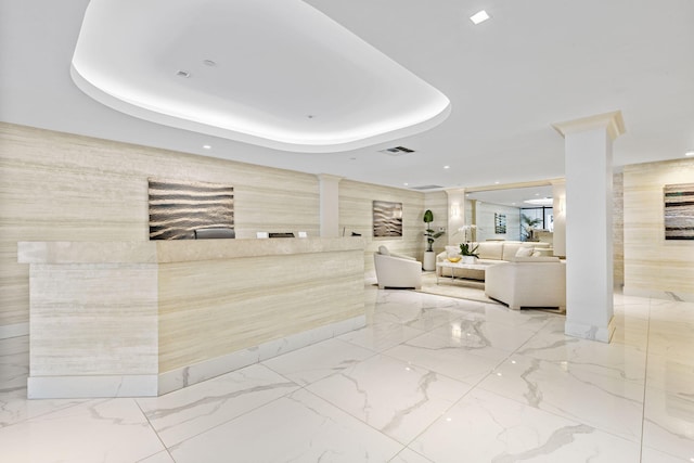 3440 S Ocean Blvd Unit 107S, Palm Beach, FL 33480 - reception area featuring ornate columns and recessed lighting