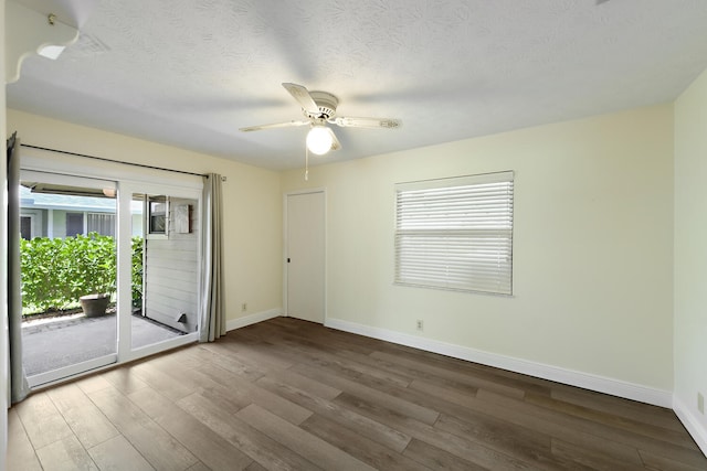 13116 SE Point O Woods Ct, Hobe Sound, FL 33455 - empty room with wood finished floors, a ceiling fan, and a textured ceiling