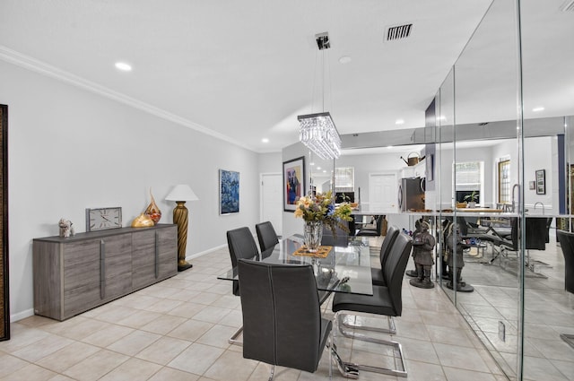 10853 Royal Caribbean Cir, Boynton Beach, FL 33437 - dining area featuring ornamental molding, recessed lighting, and light tile patterned floors