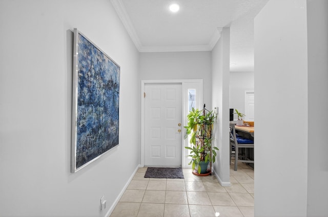 10853 Royal Caribbean Cir, Boynton Beach, FL 33437 - entrance foyer featuring crown molding and light tile patterned floors