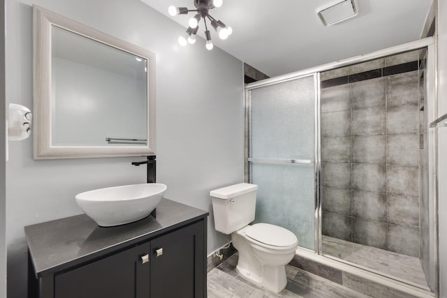 3665 Silver Lace Ln Unit 80, Boynton Beach, FL 33436 - full bath featuring vanity, a stall shower, and wood finished floors